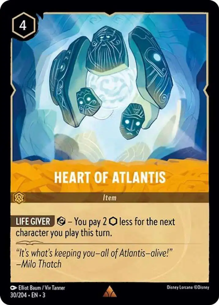 Disney Lorcana Trading Card Game Into the Inklands Rare Heart of Atlantis  #30