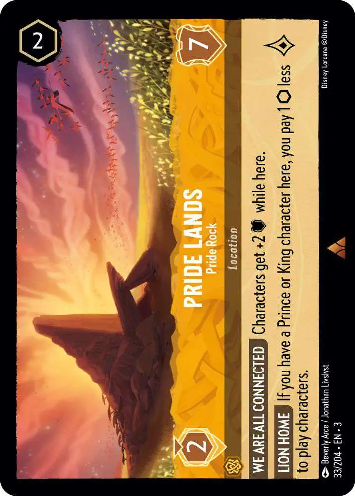 Disney Lorcana Trading Card Game Into the Inklands Rare Pride Lands - Pride  Rock #33