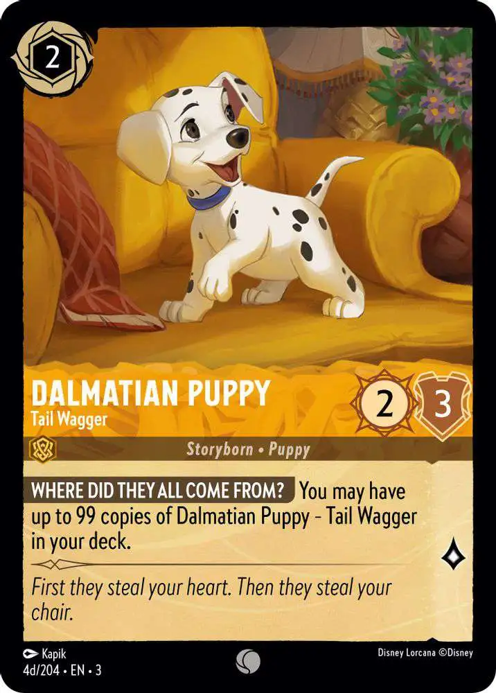 Disney Lorcana Trading Card Game Into the Inklands Common Dalmatian Puppy - Tail Wagger #4d