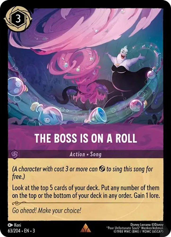 Disney Lorcana Trading Card Game Into the Inklands Rare FOIL The Boss is on  a Roll #63
