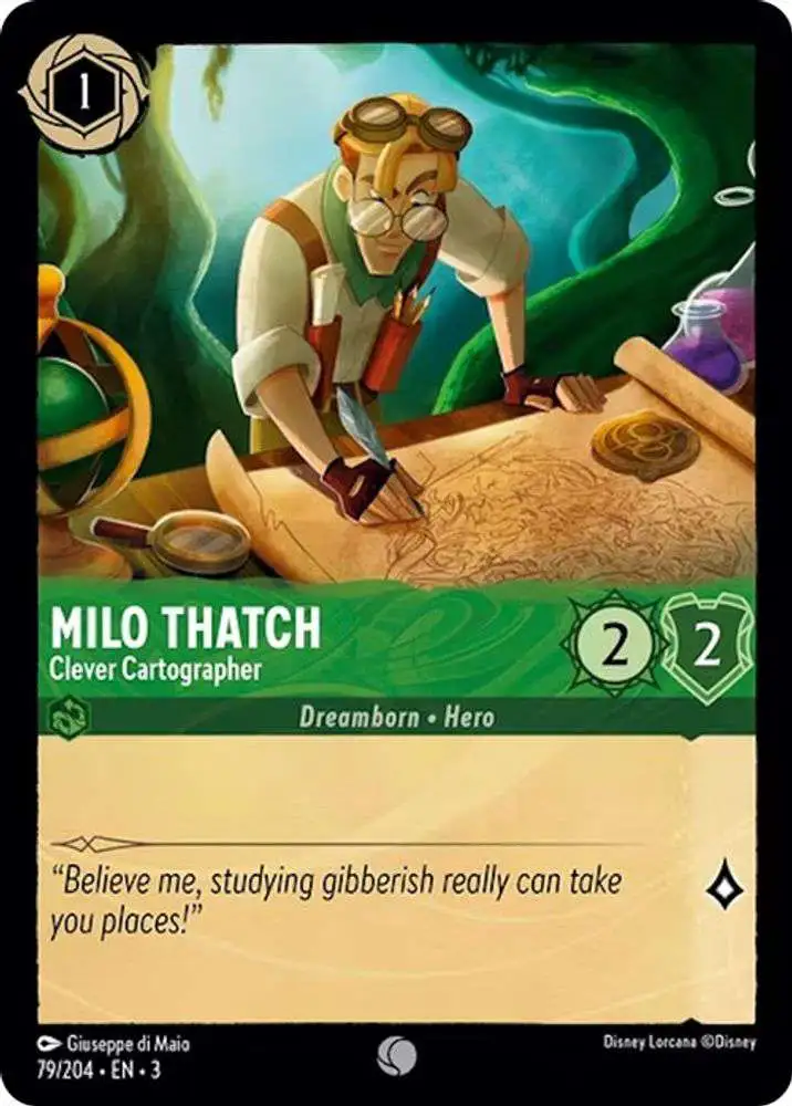 Disney Lorcana Trading Card Game Into the Inklands Common Milo Thatch - Clever Cartographer #79
