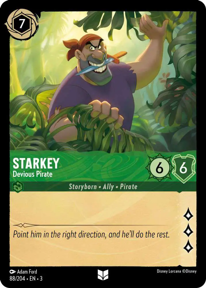 Disney Lorcana Trading Card Game Into the Inklands Uncommon Starkey - Devious Pirate #88