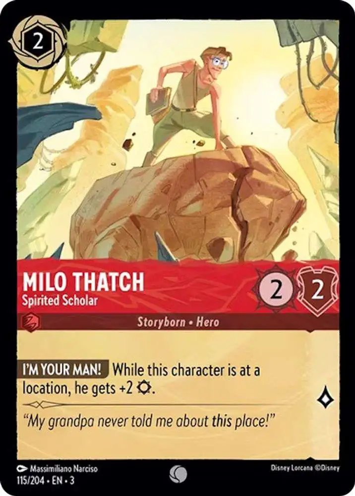 Disney Lorcana Trading Card Game Into the Inklands Common Milo Thatch - Spirited Scholar #115