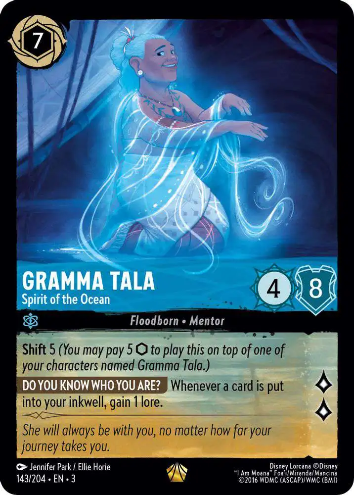 Disney Lorcana Trading Card Game Into the Inklands Legendary Gramma Tala - Spirit of the Ocean #143 Disney Lorcana Trading Card Game Into the Inklands Legendary Gramma Tala - Spirit of the Ocean #143