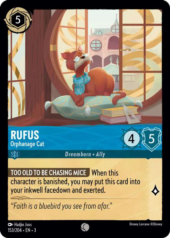 Disney Lorcana Trading Card Game Into the Inklands Common Rufus - Orphanage Cat #153