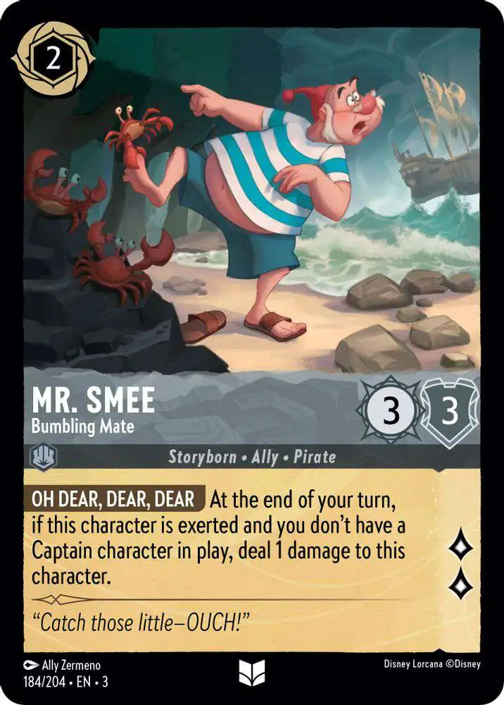 Disney Lorcana Trading Card Game Into the Inklands Uncommon Mr. Smee - Bumbling Mate #184