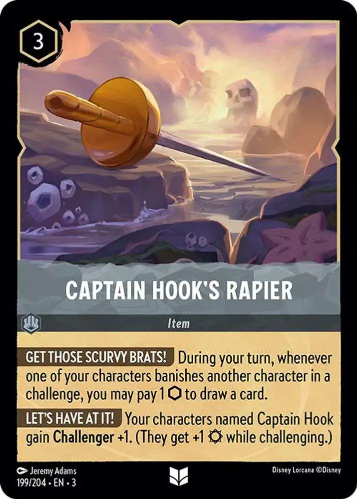 captain hook lorcana card The only Beckett Black Label in existence recently sold for $25,000 in Dallas.  D23 1st EDITION HOOK!!   This is the largest known single-card Lorcana sale to date. @ 2 Lore Value Disney Lorcana Trading Card Game