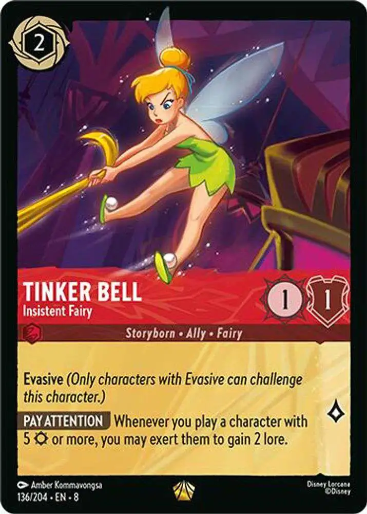 Disney Lorcana Trading Card Game Reign of Jafar Single Card Legendary  Tinkerbell - Insistent Fairy 136 Foil - ToyWiz