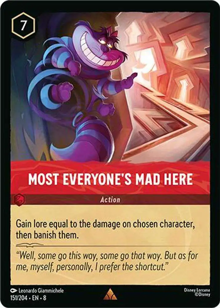 Disney Lorcana Trading Card Game Reign of Jafar Single Card Rare Most Everyones Mad Here 151 - ToyWiz Disney Lorcana Trading Card Game Reign of Jafar Single Card Rare Most Everyones Mad Here 151 - ToyWiz