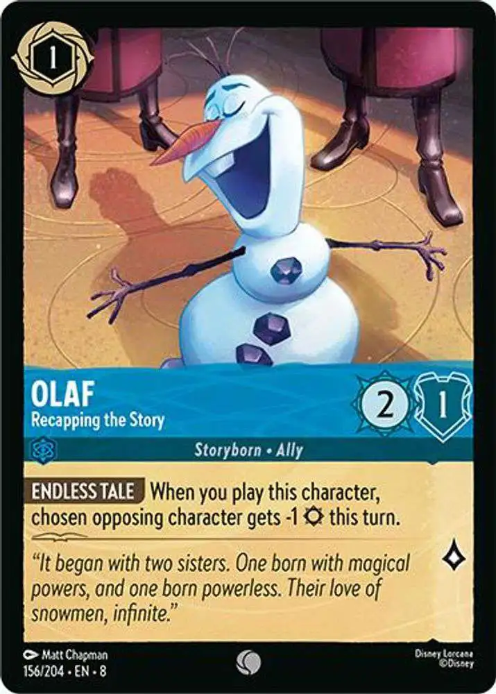 Disney Lorcana Trading Card Game Reign of Jafar Single Card Common Olaf - Recapping the Story 156 - ToyWiz Disney Lorcana Trading Card Game Reign of Jafar Single Card Common Olaf - Recapping the Story 156 - ToyWiz