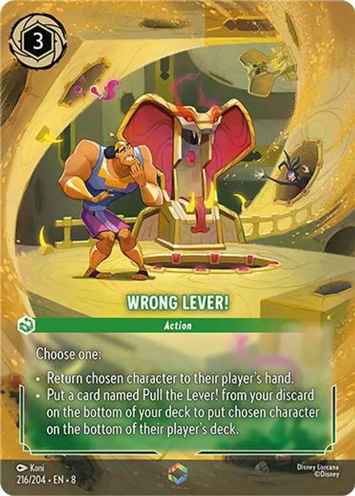 Disney Lorcana Trading Card Game Reign of Jafar Enchanted FOIL Wrong Lever! #216