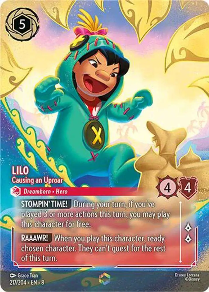 Disney Lorcana Trading Card Game Reign of Jafar Single Card Enchanted Lilo  - Causing an Uproar 217 Foil - ToyWiz