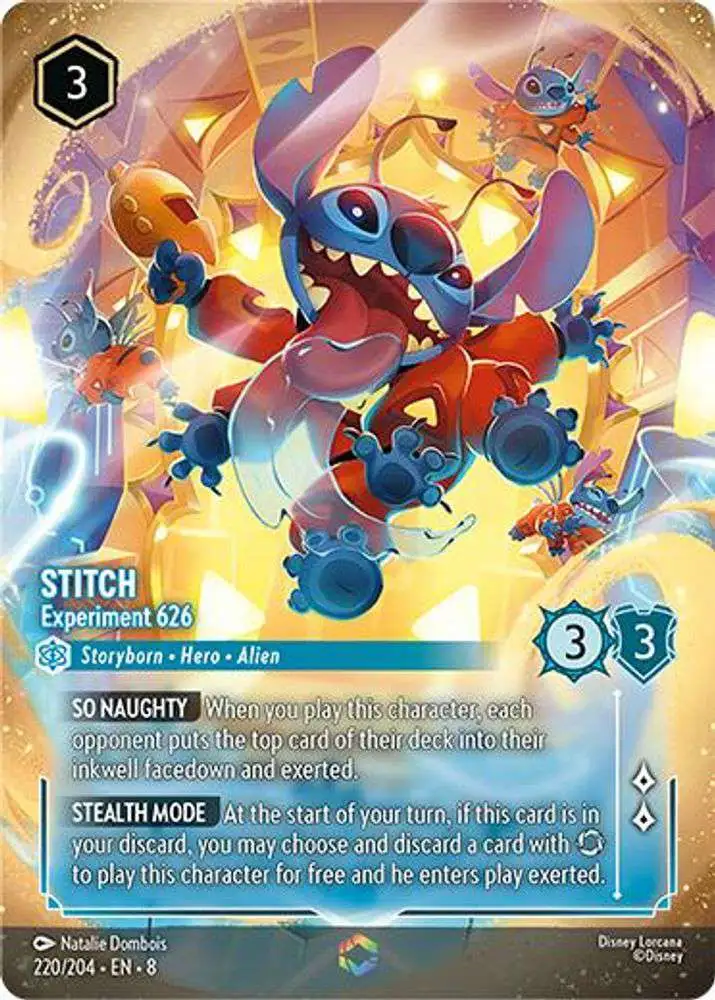 Disney Lorcana Trading Card Game Reign of Jafar Enchanted Stitch - Experiment 626 #220