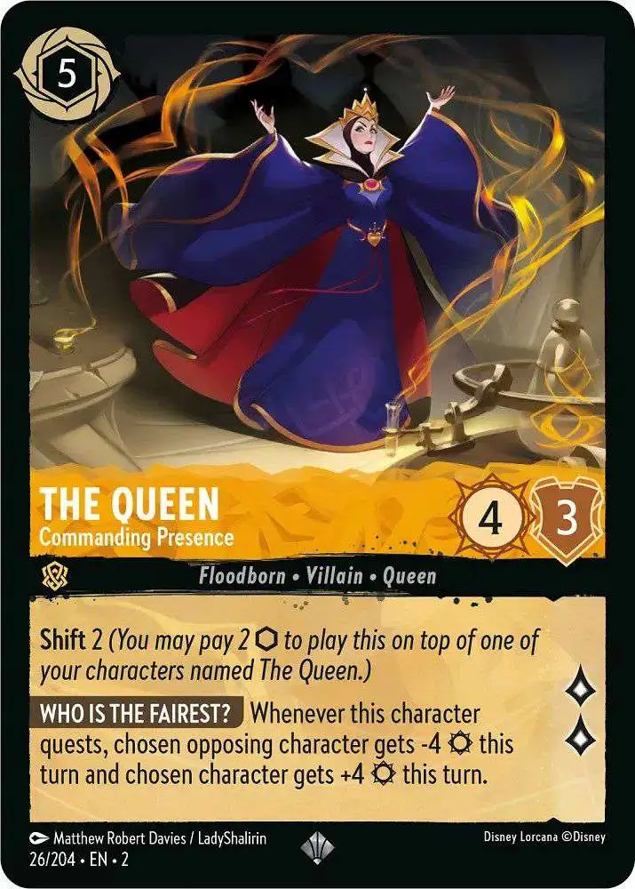 best cards in lorcana floodborn Disney - The Queen - Commanding Presence - Super Rare Disney Lorcana Trading Card Game
