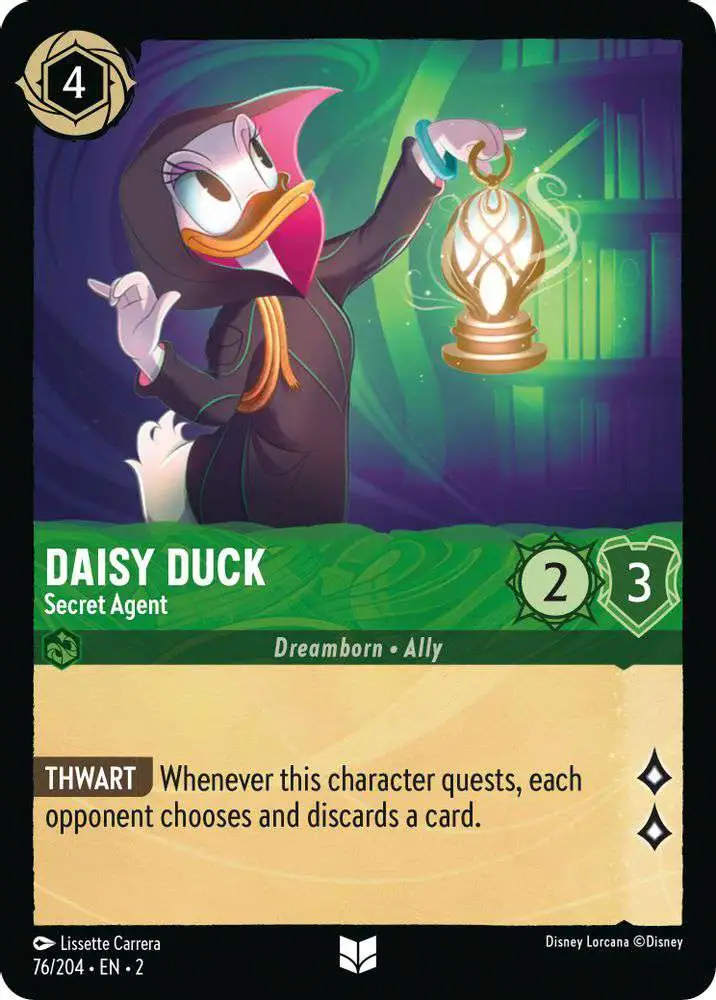 Disney Lorcana Trading Card Game Rise of the Floodborn Uncommon Foil Daisy Duck - Secret Agent #76