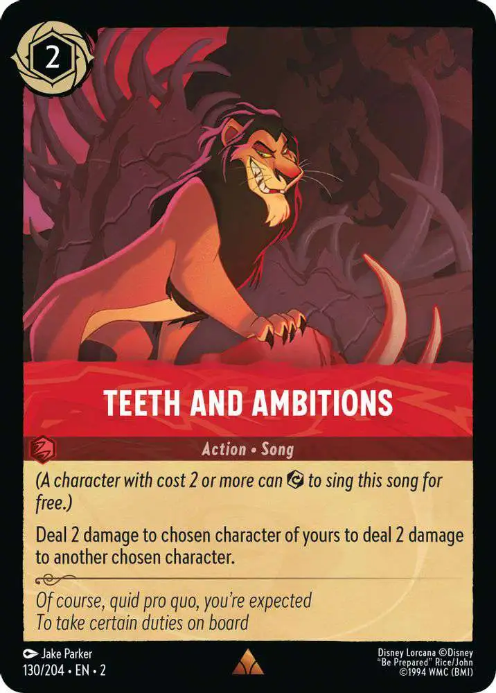 Disney Lorcana Trading Card Game Rise of the Floodborn Single Card Rare  Teeth and Ambitions 130 - ToyWiz
