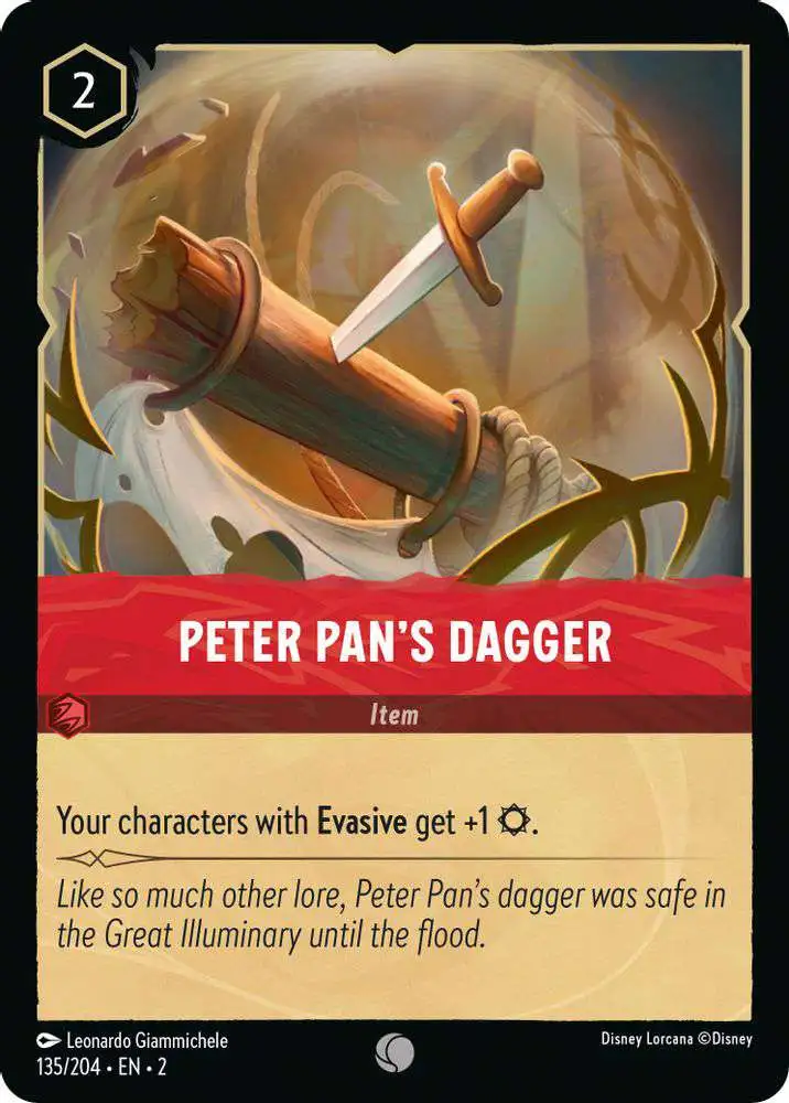 Disney Lorcana Trading Card Game Rise of the Floodborn Common Peter Pan's Dagger #135