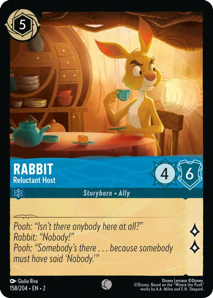 Disney Lorcana Trading Card Game Rise of the Floodborn Single Card Common Rabbit - Reluctant Host 158 FOIL - ToyWiz Disney Lorcana Trading Card Game Rise of the Floodborn Single Card Common Rabbit - Reluctant Host 158 FOIL - ToyWiz