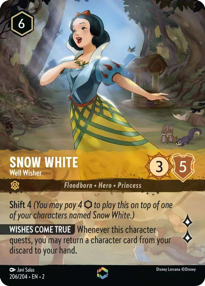 Disney Lorcana Trading Card Game Rise of the Floodborn Single Card  Enchanted Snow White - Well Wisher 206 Alternate Art FOIL - ToyWiz
