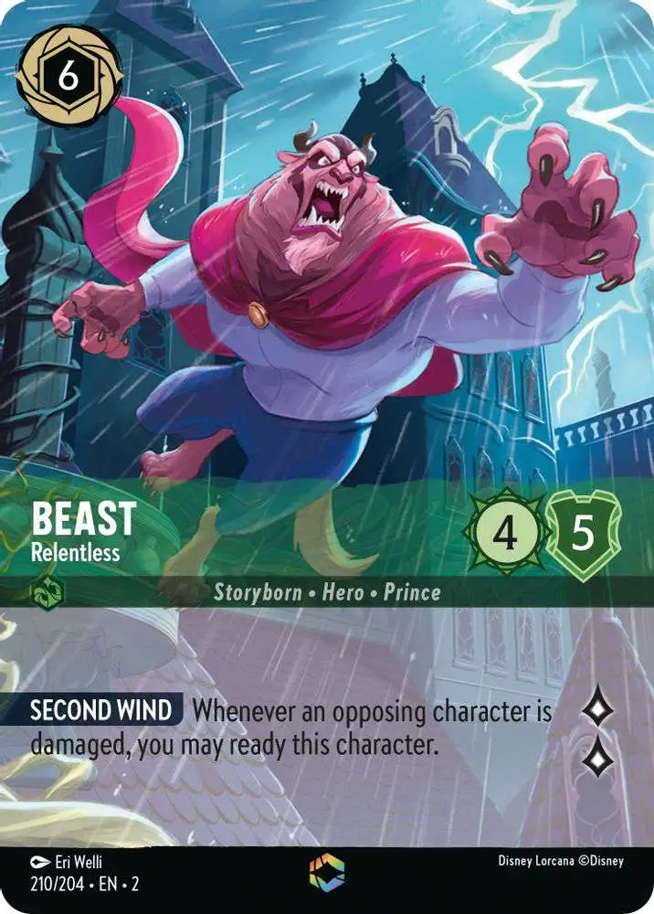 Disney Lorcana Trading Card Game Rise of the Floodborn Enchanted Beast -  Relentless #210 [Alternate Art FOIL]