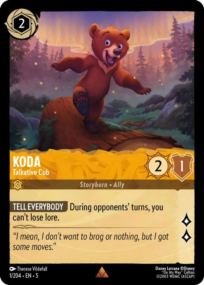 Disney Lorcana Trading Card Game Shimmering Skies Rare Koda - Talkative Cub  #1