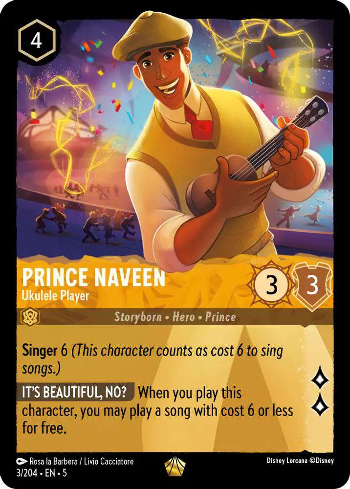 Disney Lorcana Trading Card Game Shimmering Skies Legendary Prince Naveen - Ukulele Player #3