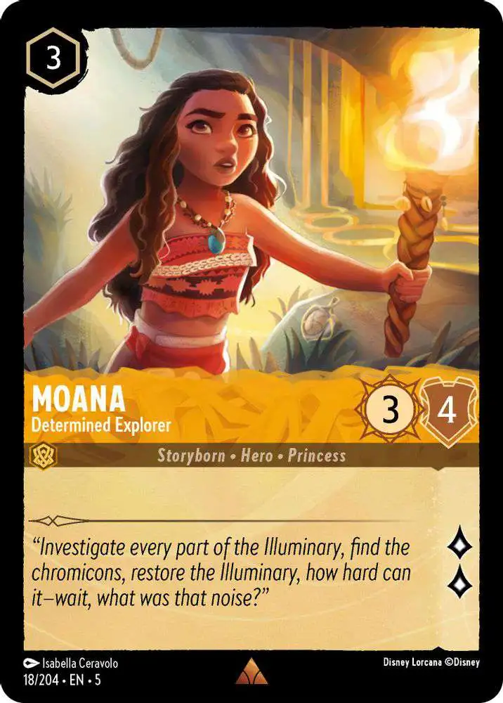 Disney Lorcana Trading Card Game Shimmering Skies Rare Moana - Determined Explorer #18 Disney Lorcana Trading Card Game Shimmering Skies Rare Moana - Determined Explorer #18