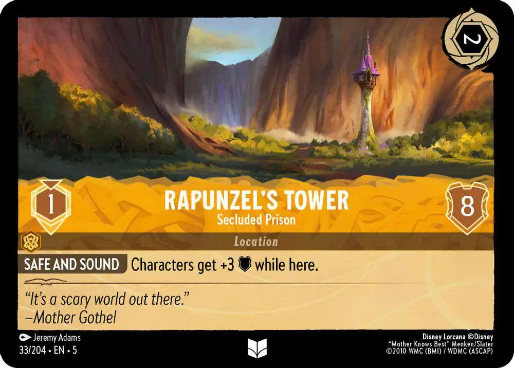 Disney Lorcana Trading Card Game Shimmering Skies Single Card Uncommon Rapunzels Tower - Secluded Prison 33 - ToyWiz Disney Lorcana Trading Card Game Shimmering Skies Single Card Uncommon Rapunzels Tower - Secluded Prison 33 - ToyWiz