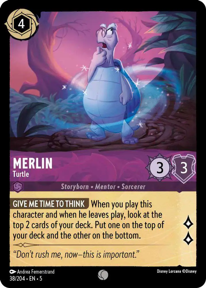 Disney Lorcana Trading Card Game Shimmering Skies Single Card Common Merlin  - Turtle 38 - ToyWiz