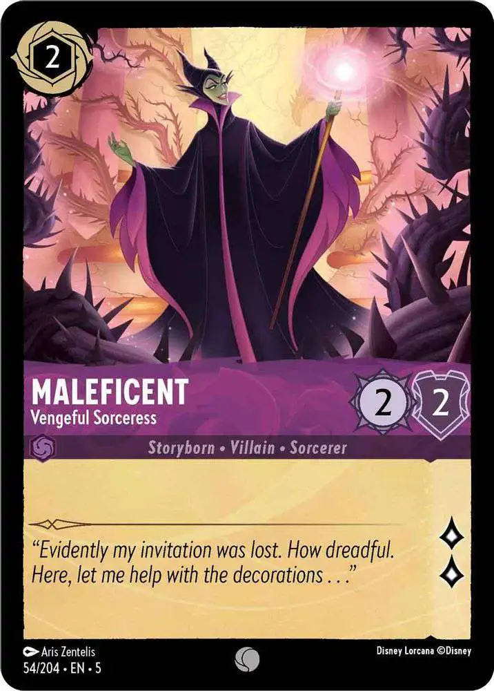 maleficent lorcana card Disney Lorcana Trading Card Game Shimmering Skies Common Foil Maleficent