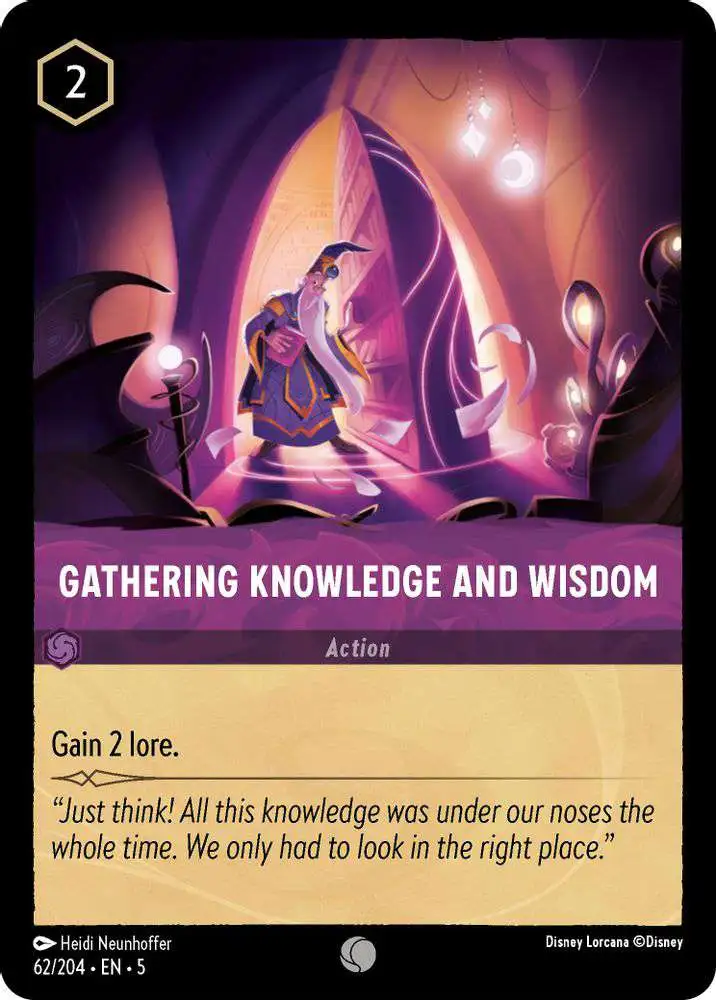 Disney Lorcana Trading Card Game Shimmering Skies Single Card Common  Gathering Knowledge and Wisdom 62 - ToyWiz