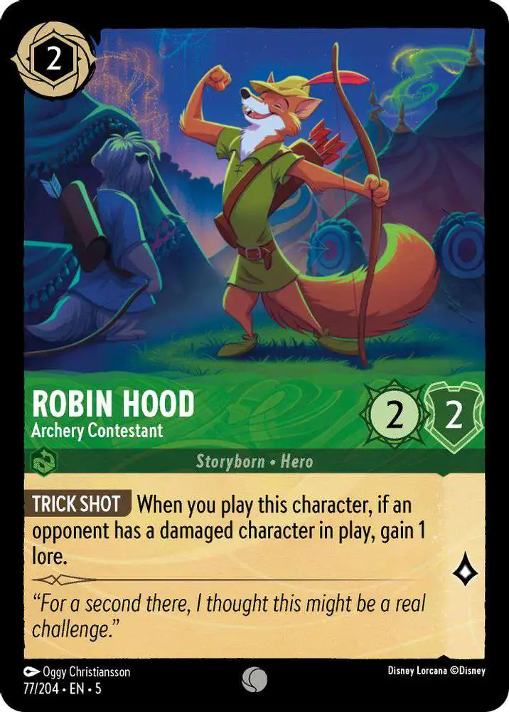 lorcana robin hood cards - Shimmering Skies - - Sneaky Sleuth (Uncommon) variation to centering Robin Hood Disney Franchise for
