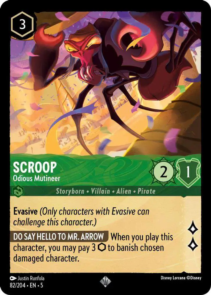 Disney Lorcana Trading Card Game Shimmering Skies Single Card Super Rare Scroop - Odious Mutineer 82 - ToyWiz Disney Lorcana Trading Card Game Shimmering Skies Single Card Super Rare Scroop - Odious Mutineer 82 - ToyWiz