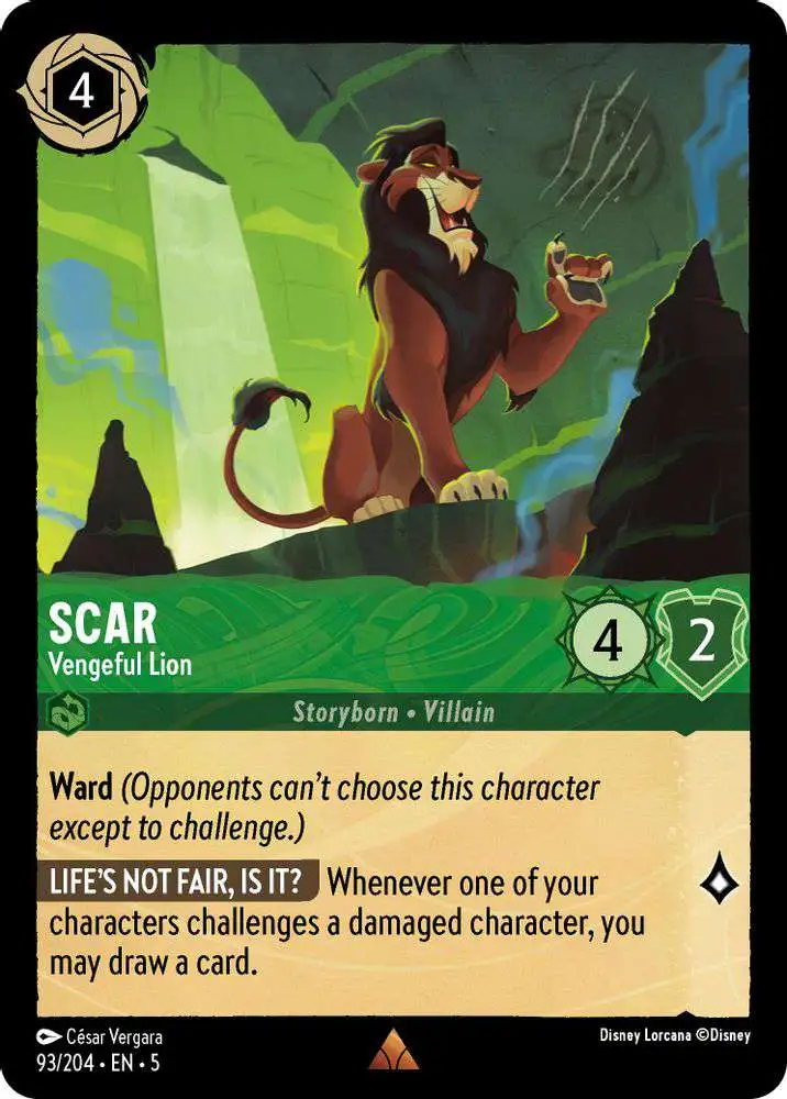 rare lion king cards Disney Lorcana Trading Card Game Shimmering Skies Single Card Rare Scar -  Vengeful Lion 93 FOIL