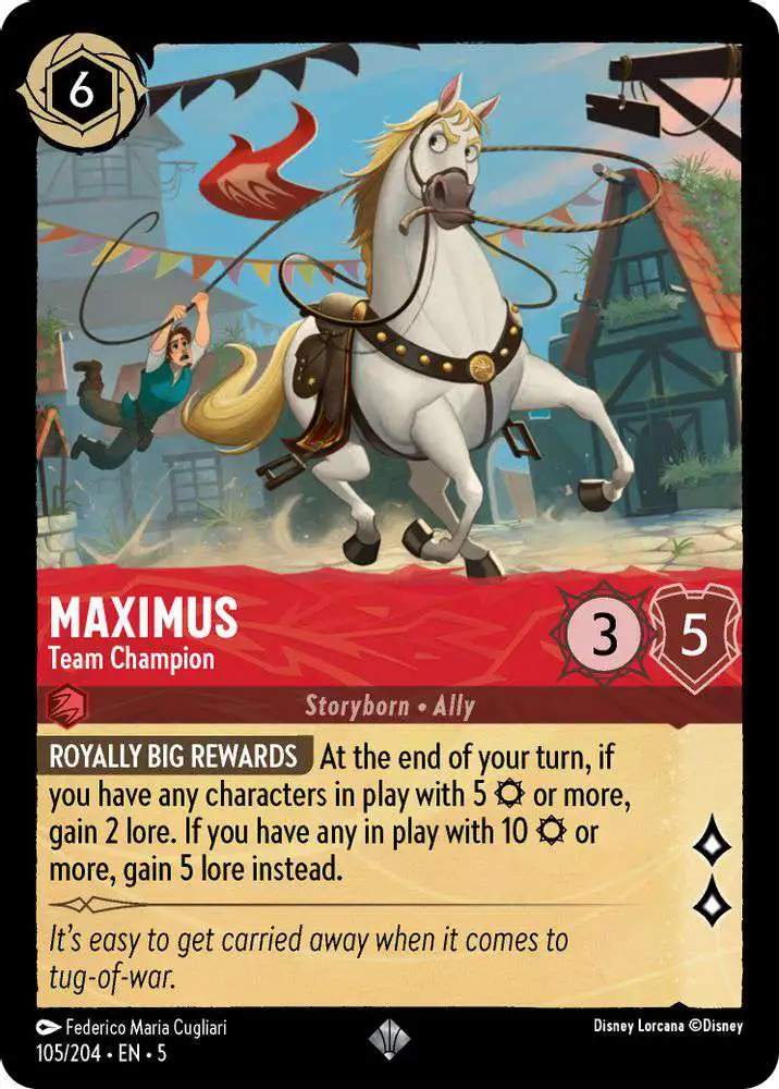 Disney Lorcana Trading Card Game Shimmering Skies Single Card Super Rare  Maximus - Team Champion 105 - ToyWiz