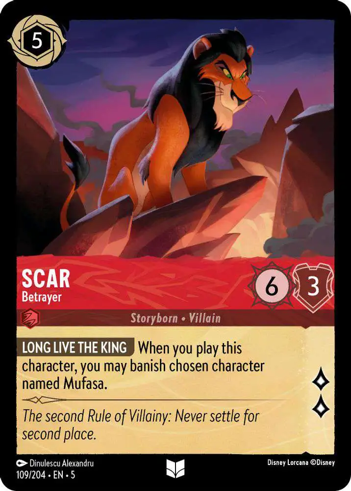 Disney Lorcana Trading Card Game Shimmering Skies Uncommon Foil Scar -  Betrayer #109