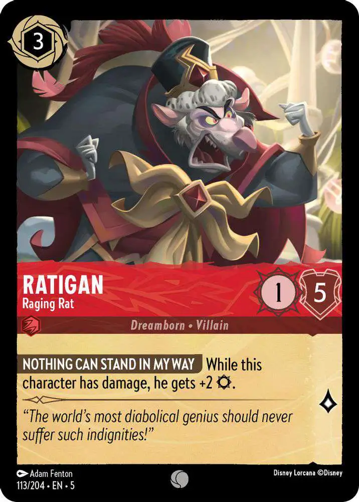 Disney Lorcana Trading Card Game Shimmering Skies Common Foil Ratigan -  Raging Rat #113