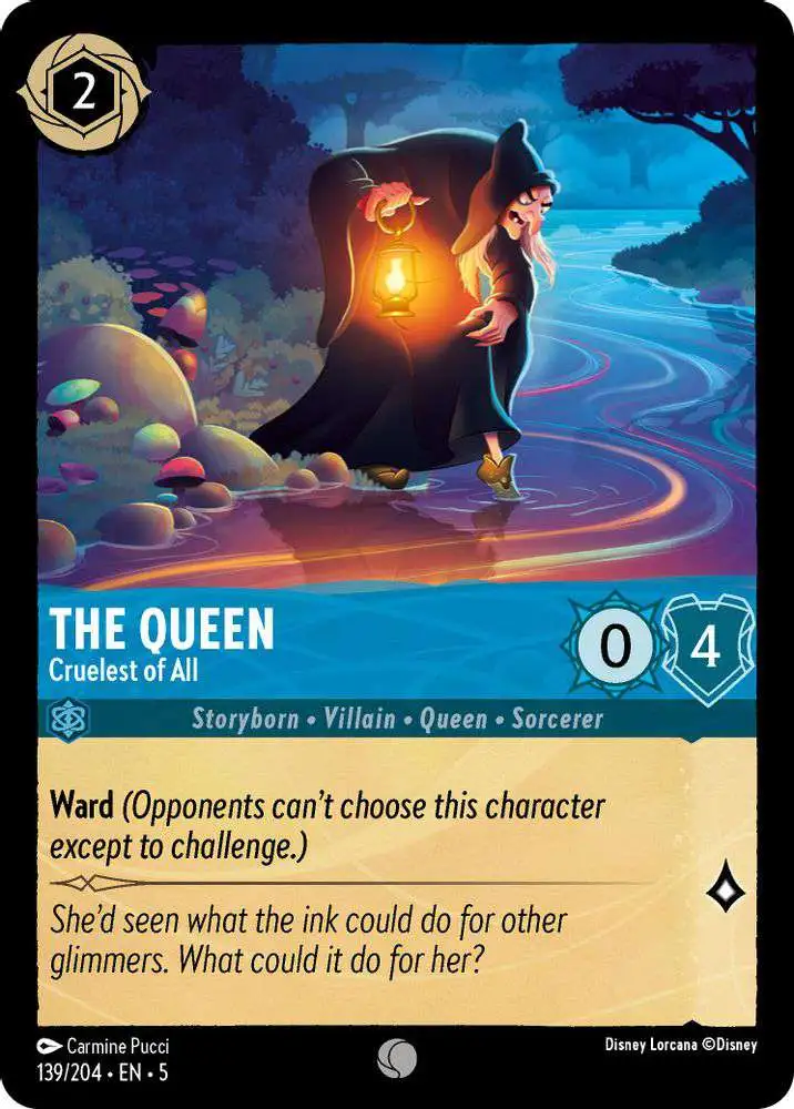 Disney Lorcana Trading Card Game Shimmering Skies Common Foil The Queen - Cruelest of All #139 Disney Lorcana Trading Card Game Shimmering Skies Common Foil The Queen - Cruelest of All #139