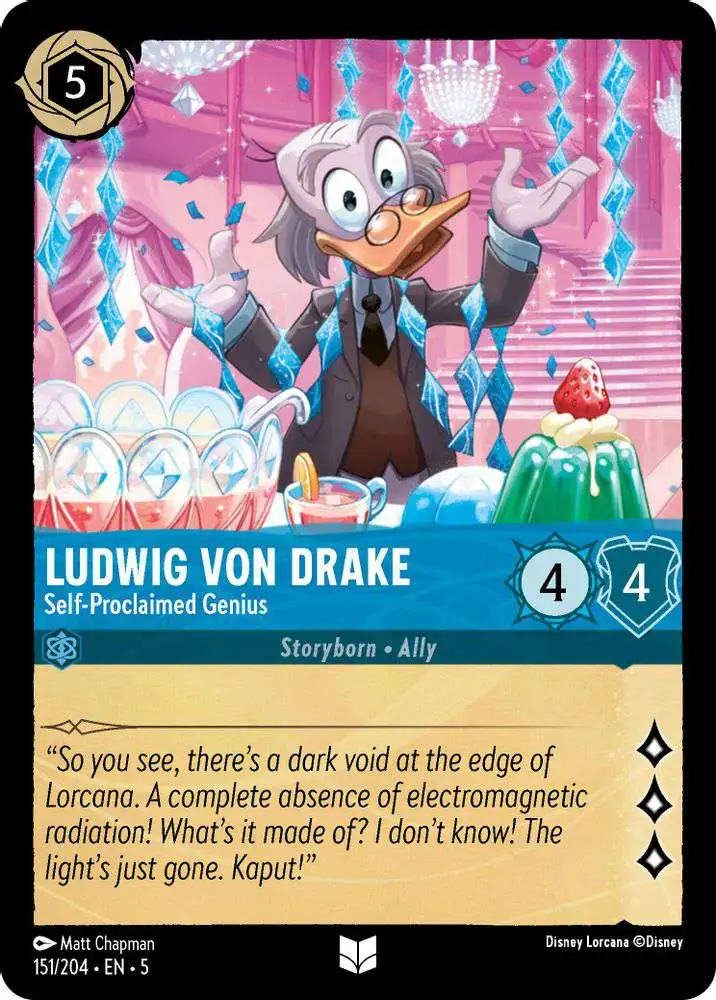 Disney Lorcana Trading Card Game Shimmering Skies Single Card Uncommon Ludwig Von Drake - Self-Proclaimed Genius 151 - ToyWiz Disney Lorcana Trading Card Game Shimmering Skies Single Card Uncommon Ludwig Von Drake - Self-Proclaimed Genius 151 - ToyWiz