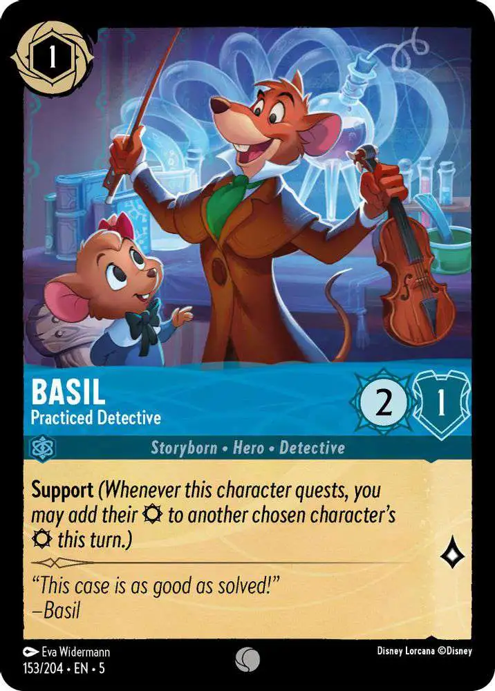 Disney Lorcana Trading Card Game Shimmering Skies Single Card Common Basil  - Practiced Detective 153 - ToyWiz