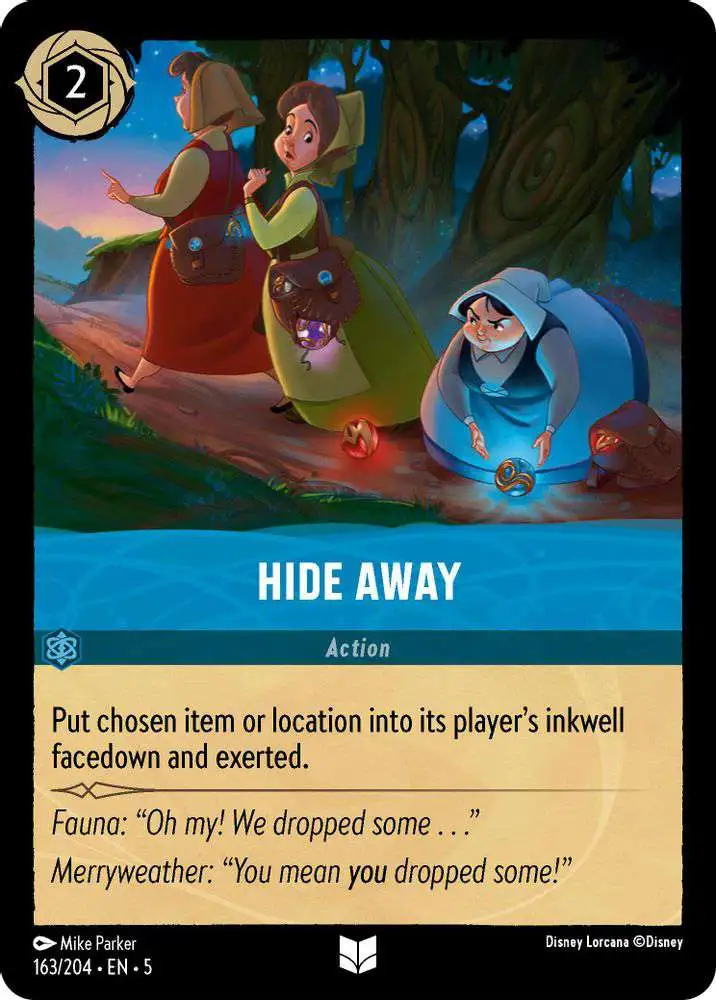 Disney Lorcana Trading Card Game Shimmering Skies Single Card Uncommon Hide  Away 163 FOIL - ToyWiz