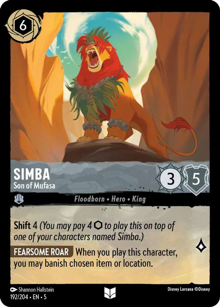 Disney Lorcana Trading Card Game Shimmering Skies Uncommon FOIL Simba - Son of Mufasa #192