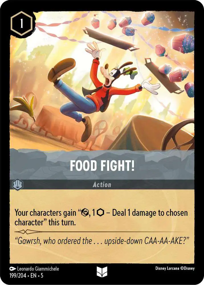 Disney Lorcana Trading Card Game Shimmering Skies Uncommon Food Fight! #199