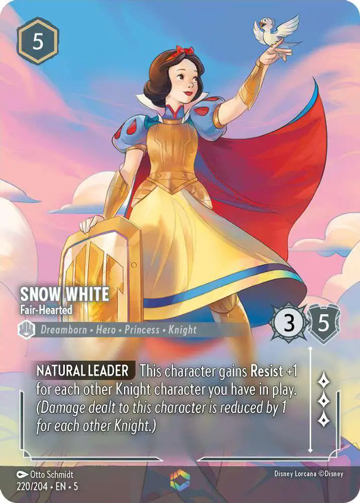 Disney Lorcana Trading Card Game Shimmering Skies Enchanted Snow White -  Fair-Hearted #220 [Enchanted FOIL]