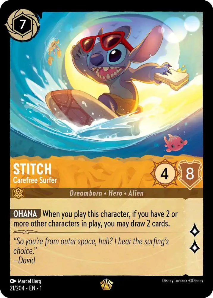 ロルカナ ディズニー スティッチ Enchanted LORCANA Lorcana Japanese Enchanted 206/204 Stitch Carefree Surfer