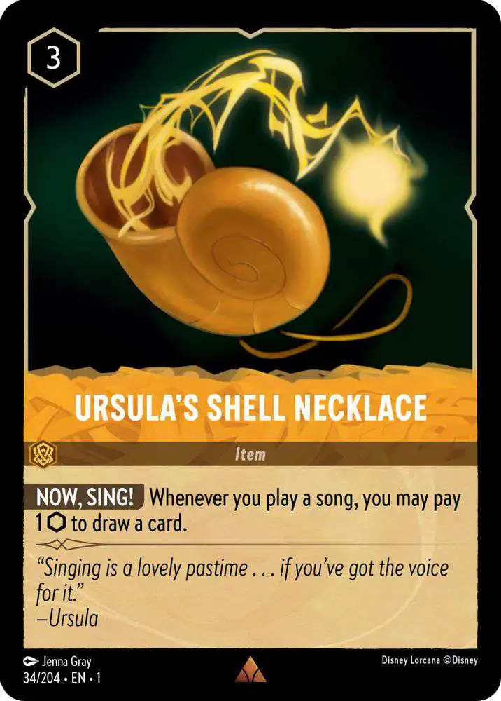 Disney Lorcana Trading Card Game The First Chapter Rare Ursula's Shell Necklace #34