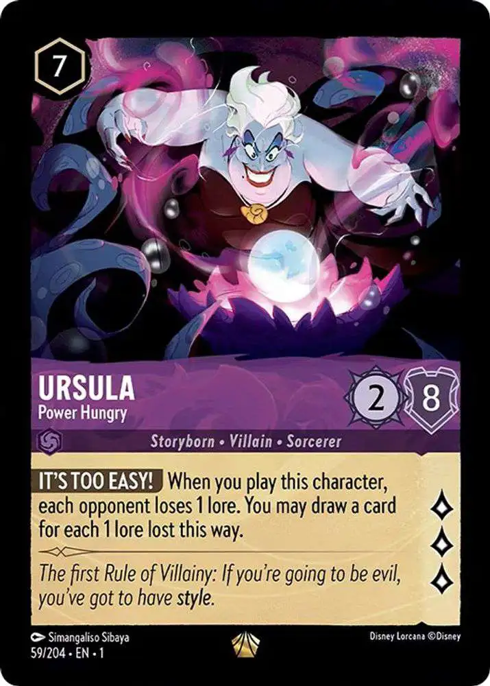 Disney Lorcana Trading Card Game The First Chapter Legendary Ursula - Power Hungry #59