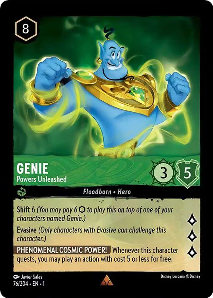 Disney Lorcana Trading Card Game The First Chapter Rare FOIL Genie - Powers Unleashed #76