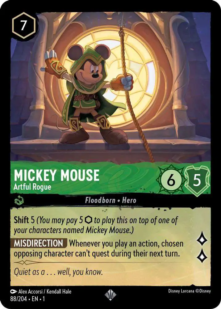 Disney Lorcana Trading Card Game The First Chapter Single Card Super Rare  Mickey Mouse - Artful Rogue 88 FOIL - ToyWiz