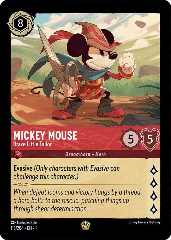 Disney Lorcana Trading Card Game The First Chapter Legendary Mickey Mouse - Brave Little Tailor #115
